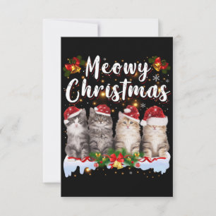 Carte De Remerciements Famille Cat Meowy Correspondant Pajamas de Noël Pè