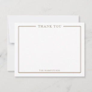 Carte De Remerciements Famille ou couple Elegant Dark Brown Papeterie