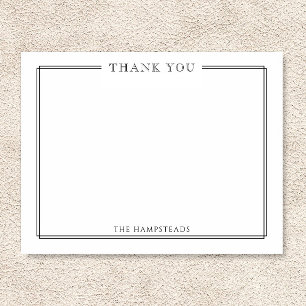 Carte De Remerciements Famille ou Couples Élégant Papier à lettres noir b