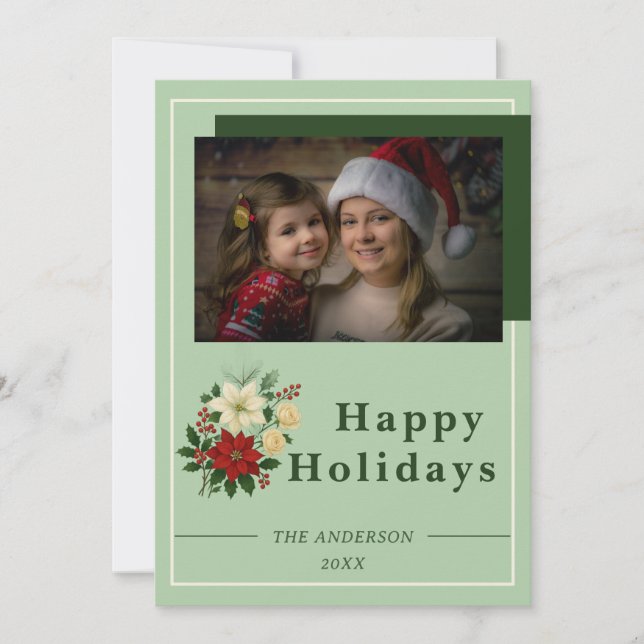 Carte De Remerciements “Family Christmas Card | Happy Holidays Photo Card (Devant)