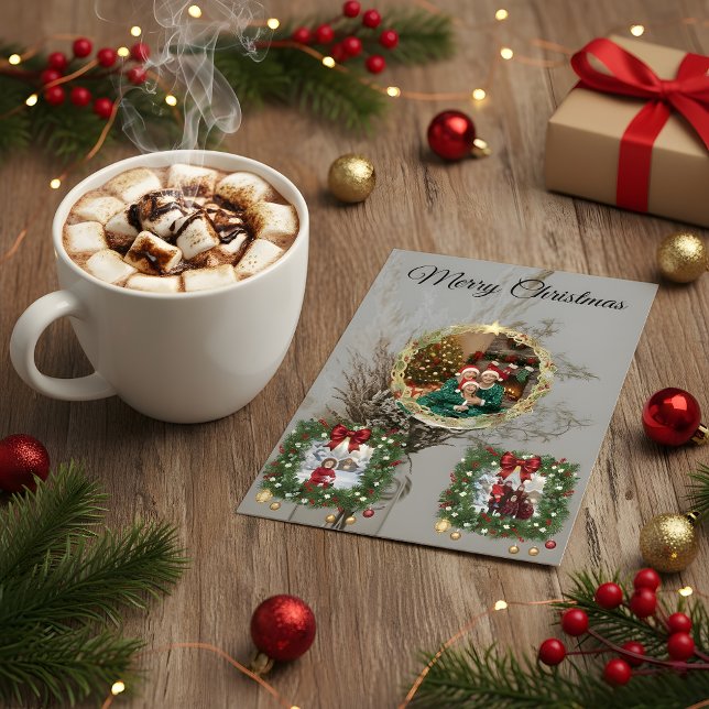 Carte De Remerciements Family Christmas Photo Collage Card (Créateur téléchargé)