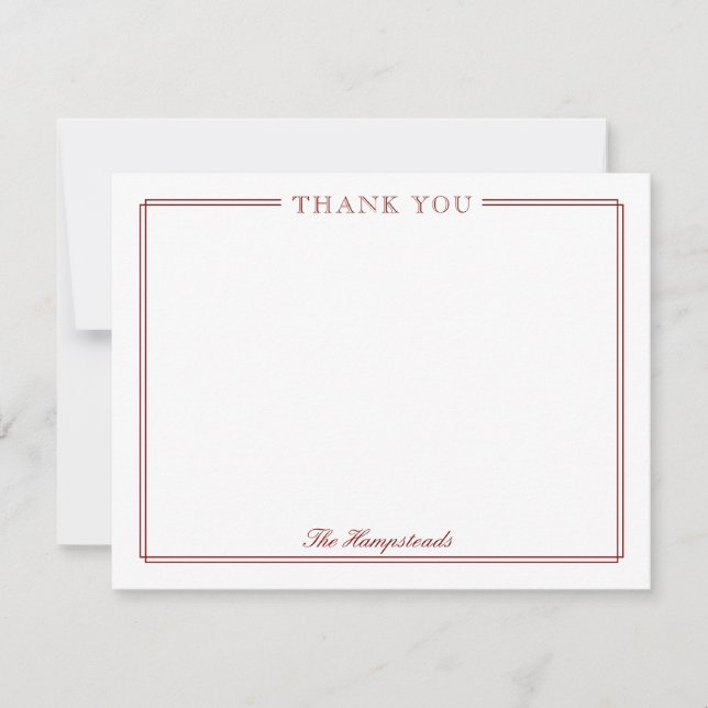 Carte De Remerciements Family Couples Elegant Script Dark Red Stationery (Devant)
