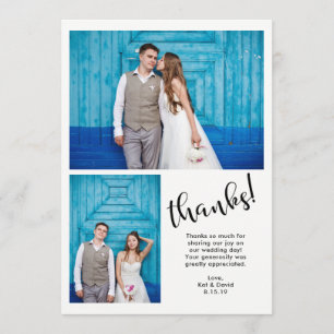 Carte De Remerciements   fantaisie turquoise deux Mercis de mariage de