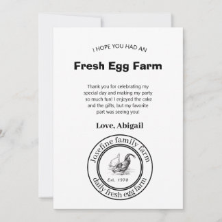 Carte De Remerciements Farm Fresh Eggs Chicken Coop Rustic Country Farm