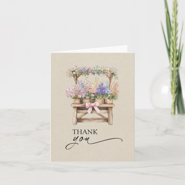 Carte De Remerciements Farmers Market Floral Bridal Shower Thank You Card (Devant)