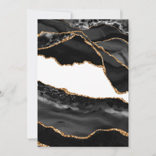Carte De Remerciements Fausse Agate Marbrée Pierre Luxueuse Noire Élégant