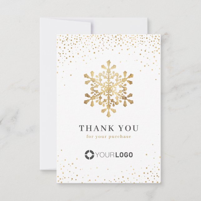 Carte De Remerciements Faux or parties scintillant Snowflake Noël (Devant)