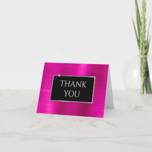 Carte De Remerciements Faux Pink Foil argent et noir