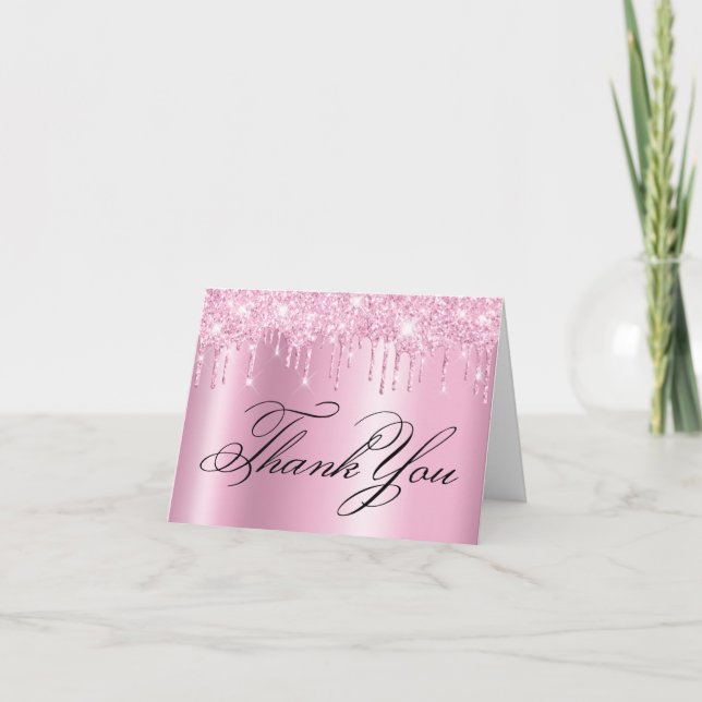 Carte De Remerciements Faux Sparkly Clair Parties scintillant Rose Driver (Devant)