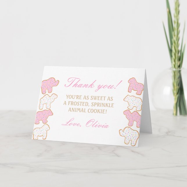 Carte De Remerciements Faveur de fête cookie animal saupoudré de glaçage  (Devant)