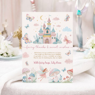 Carte De Remerciements Fée Capricieuse Premier Anniversaire Château Rose