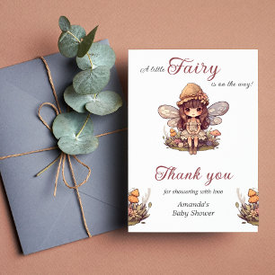 Carte De Remerciements Fée enchantée avec champignons Baby shower fille