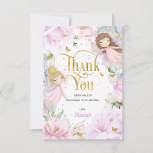 Carte De Remerciements Fée enchantée, Fleurs de jardin anniversaire