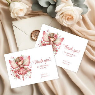 Carte De Remerciements Fée Fleurs Mignonnes Caprice Rougeur 7ème Annivers