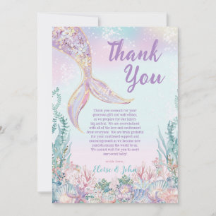Carte De Remerciements Fée Petite Fille Sirène Baby Shower