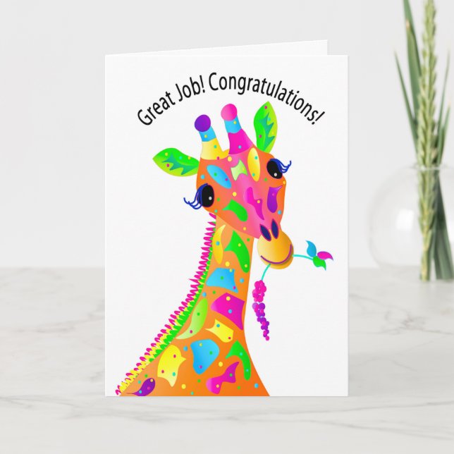 Carte De Remerciements Félicitations, Giraffe Colorée, Kaleidoscope (Devant)