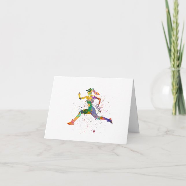 Carte De Remerciements Female runner in watercolor (Devant)