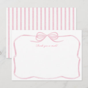 Carte De Remerciements Féminine Lavis Rose Mariage Cérémonie