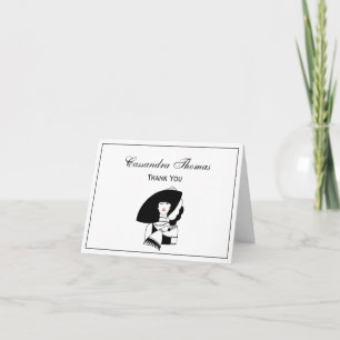 Carte De Remerciements Femme Art Déco En Gros Gants Casquettes RL