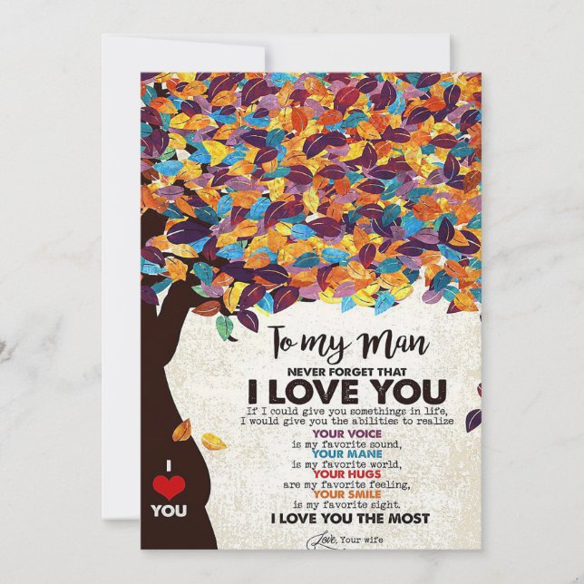 Carte De Remerciements Femme Art Pour Mon Homme J'aime Mon Mari (Devant)