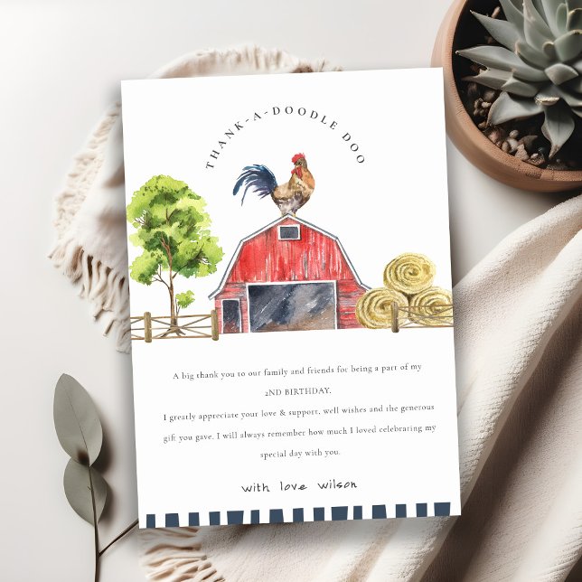 Carte De Remerciements Ferme de poussins rouge mignon Anniversaire à l'aq (Créateur téléchargé)