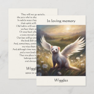 Carte De Remerciements Ferret Memorial Poem Angel Wings Ajouter le nom Ch