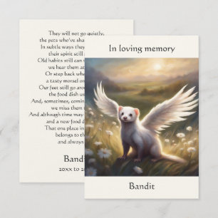 Carte De Remerciements Ferret Memorial Poem Angel Wings Ajouter le nom Ch