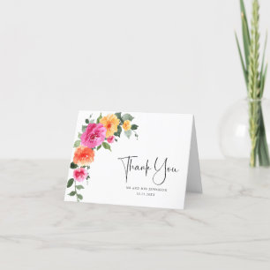 Carte De Remerciements Festif Aquarelle Fleur Lumineuse Mariage Floral