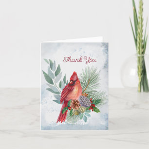 Carte De Remerciements Festif cardinal rouge floral
