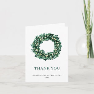 Carte De Remerciements Festif Wreath Holly Berry Pine Forest Noël