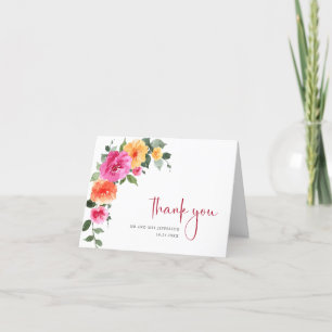 Carte De Remerciements Festive Aquarelle Fleurs vives Mariage floral