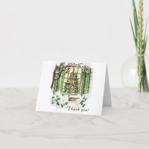 Carte De Remerciements Festive Maison de campagne Noël Fêtes d'entreprise