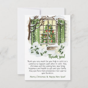 Carte De Remerciements Festive Maison de campagne Noël Fêtes d'entreprise