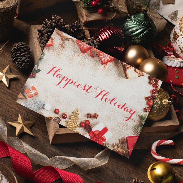 Carte De Remerciements Festive Red Merry Noël Typographie d'entreprise (Créateur téléchargé)