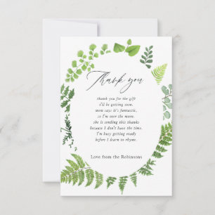 Carte De Remerciements Fête bébé forêt boisée aquarelle