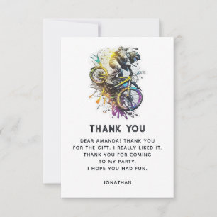 Carte De Remerciements Fête BMX Vélo Enfants. Anniversaire d'aventure ext