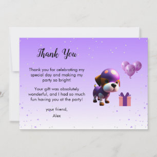 Carte De Remerciements Fête d'anniversaire adorable et mignon chien pour