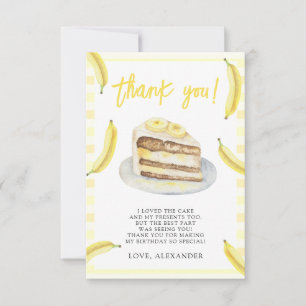 Carte De Remerciements Fête d'anniversaire aux bananes à l'aquarelle Merc