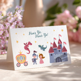 Carte De Remerciements Fête d'anniversaire Chevalier & Princesse, Dragon,