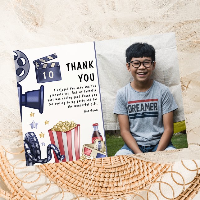Carte De Remerciements Fête d'anniversaire cinéma pour enfants (Créateur téléchargé)