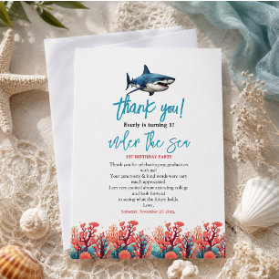 Carte De Remerciements Fête d'anniversaire de 1 an sous la mer