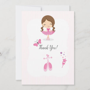 Carte De Remerciements Fête d'anniversaire de ballerine rose