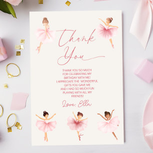 Carte De Remerciements Fête d'anniversaire de ballet de ballerine rose él