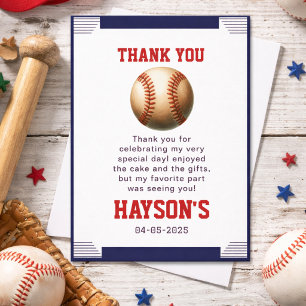 Carte De Remerciements Fête d'anniversaire de baseball de première année