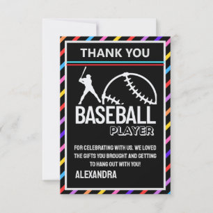 Carte De Remerciements Fête d'anniversaire de baseball, Joueuse de baseba