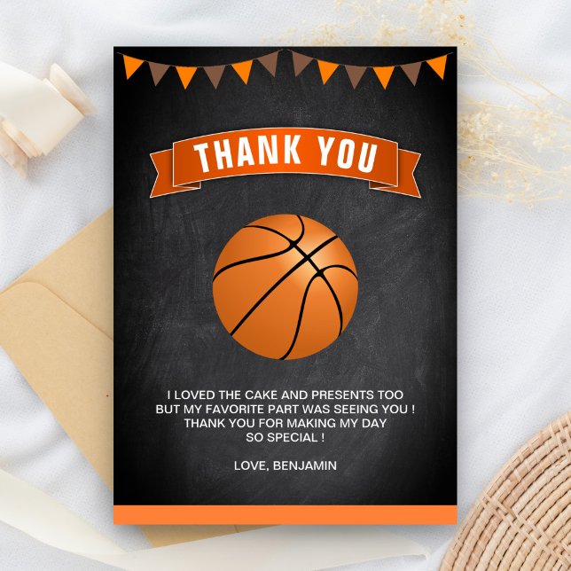 Carte De Remerciements Fête d'anniversaire de basketball (Créateur téléchargé)