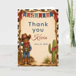 Carte De Remerciements Fête d'anniversaire de cow-boy