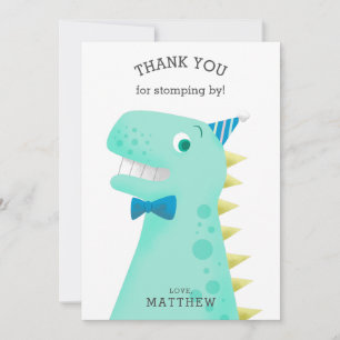 Carte De Remerciements Fête d'anniversaire de dinosaure d'enfants