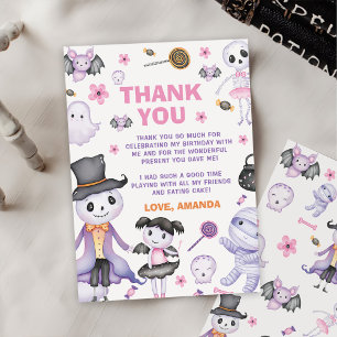 Carte De Remerciements Fête d'anniversaire de fantôme d'Halloween effraya