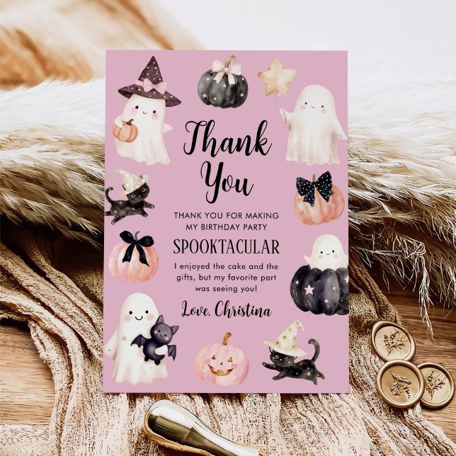 Carte De Remerciements Fête d'Anniversaire de Fille Ghost Cute (Créateur téléchargé)